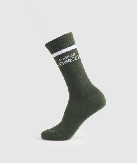 Calcetines Gymshark Social Club Double Stripe 1pk Verde Oliva | ES7029-MF