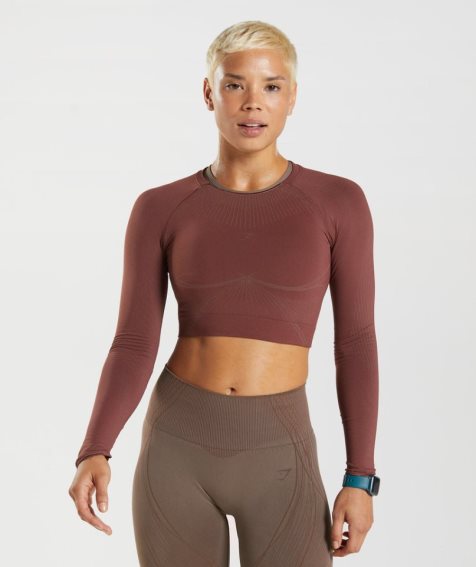 Camisa Recortada Gymshark Apex Seamless Mujer Marrones Oscuro | ES6243-FI