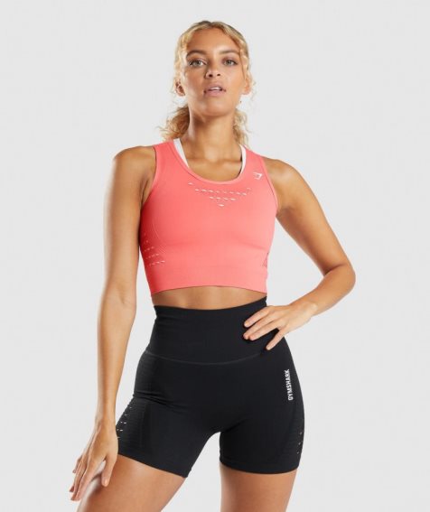 Camisa Recortada Gymshark Energy Seamless Mujer Rosas | ES8607-AD