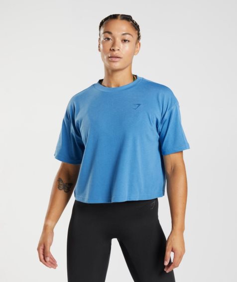 Camisa Recortada Gymshark GS Power Midi Mujer Azules | ES3871-YZ