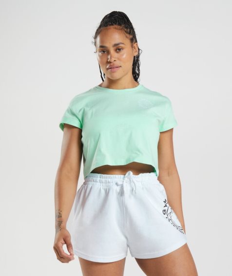 Camisa Recortada Gymshark Legacy Mujer Verde Claro | ES5936-IB