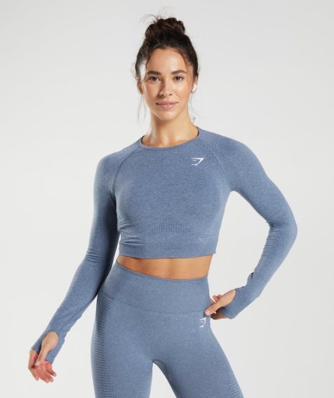 Camisa Recortada Gymshark Vital Seamless 2.0 Mujer Azules | ES0758-TB