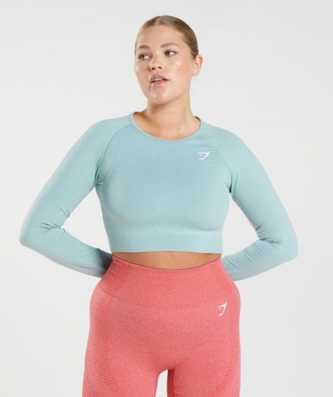 Camisa Recortada Gymshark Vital Seamless 2.0 Mujer Azules Claro | ES8923-ZB