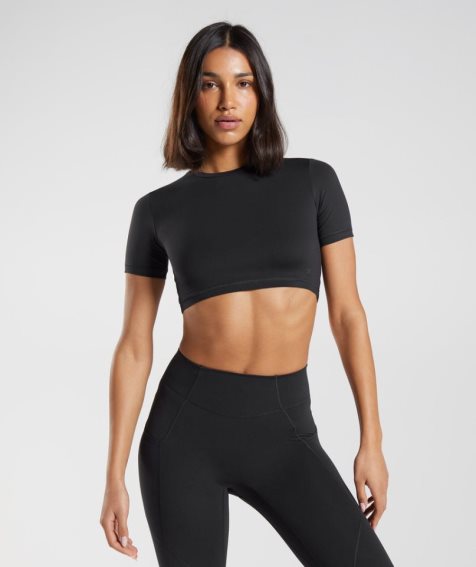 Camisa Recortada Gymshark Whitney Corta Sleeve Mujer Negras | ES0685-FR