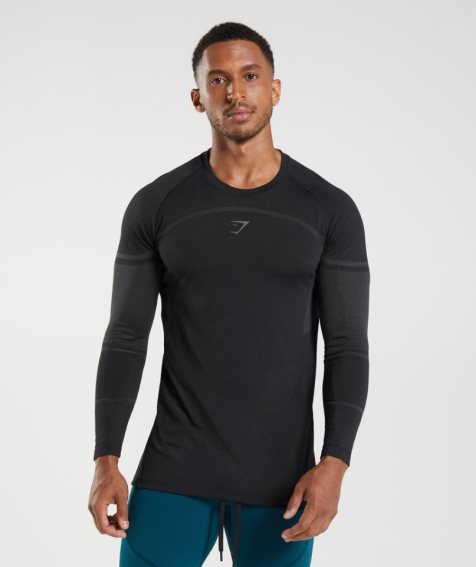 Camiseta Gymshark 315 Long Sleeve Hombre Negras | ES0325-PC