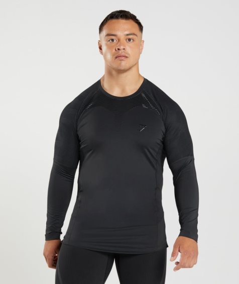 Camiseta Gymshark 315 Long Sleeve Hombre Negras | ES0459-GT