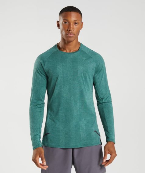 Camiseta Gymshark Apex Long Sleeve Hombre Verde | ES5231-WG