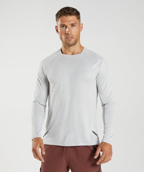 Camiseta Gymshark Apex Long Sleeve Hombre Gris Claro | ES8257-AO