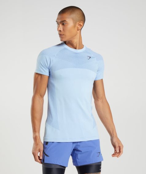 Camiseta Gymshark Apex Seamless Hombre Azules Claro | ES2497-OJ