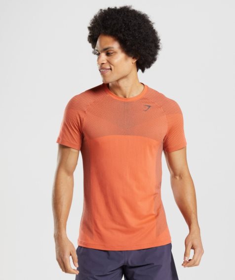 Camiseta Gymshark Apex Seamless Hombre Naranjas | ES7941-VL