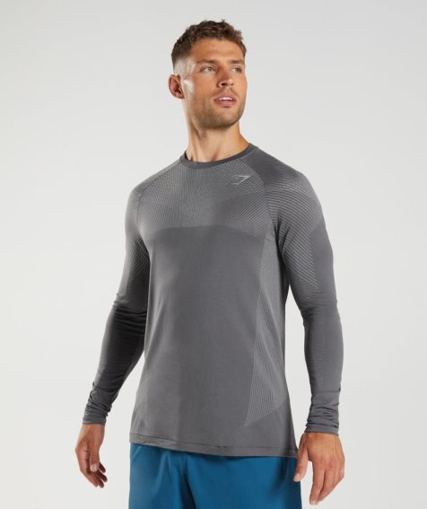 Camiseta Gymshark Apex Seamless Long Sleeve Hombre Gris | ES5163-MU