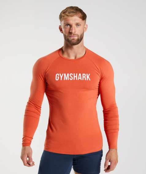 Camiseta Gymshark Apollo Long Sleeve Hombre Naranjas | ES2679-HF