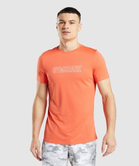 Camiseta Gymshark Arrival Estampadas Hombre Naranjas | ES3785-ER