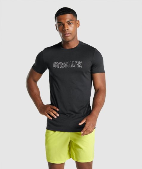 Camiseta Gymshark Arrival Estampadas Hombre Negras | ES9584-RQ