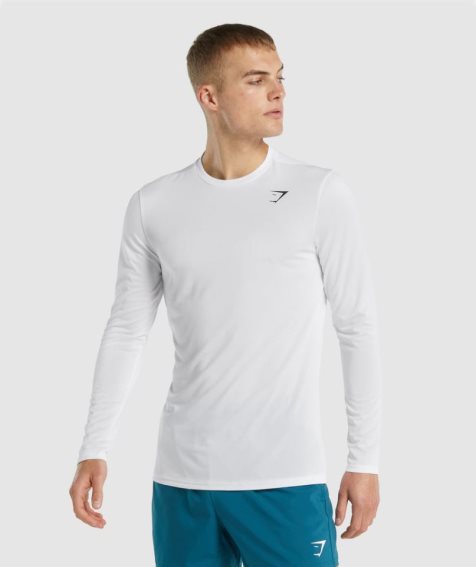 Camiseta Gymshark Arrival Long Sleeve Hombre Blancas | ES5036-CW