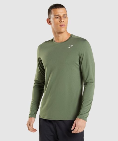 Camiseta Gymshark Arrival Long Sleeve Hombre Verde Oliva | ES9562-RI