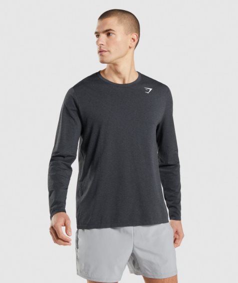 Camiseta Gymshark Arrival Seamless Long Sleeve Hombre Negras | ES4617-KS