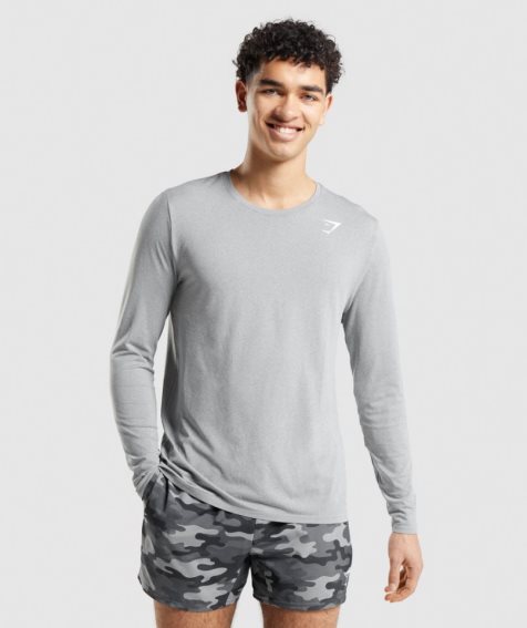 Camiseta Gymshark Arrival Seamless Long Sleeve Hombre Gris | ES5274-RL