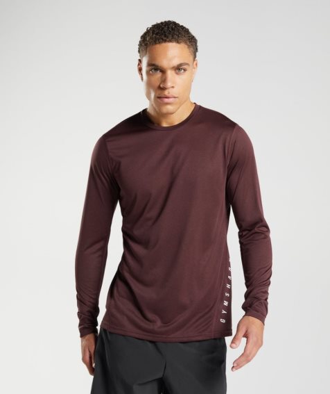 Camiseta Gymshark Deporte Long Sleeve Hombre Burdeos | ES3612-GD