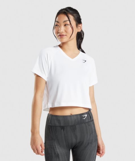 Camiseta Gymshark Deporte Midi Mujer Blancas | ES6527-VQ