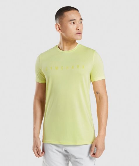 Camiseta Gymshark Deporte Stripe Hombre Amarillo | ES8972-RO