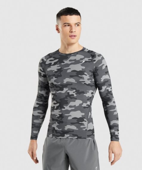 Camiseta Gymshark Element Baselayer Long Sleeve Top Hombre Camuflaje | ES1350-TV