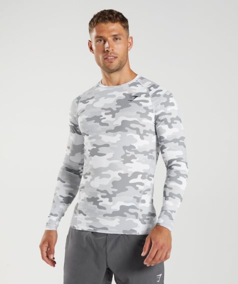 Camiseta Gymshark Element Baselayer Long Sleeve Top Hombre Camuflaje | ES1670-XA