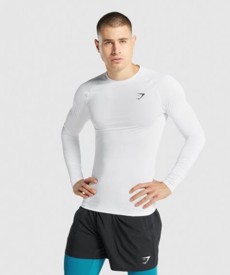 Camiseta Gymshark Element Baselayer Long Sleeve Hombre Blancas | ES4013-QN