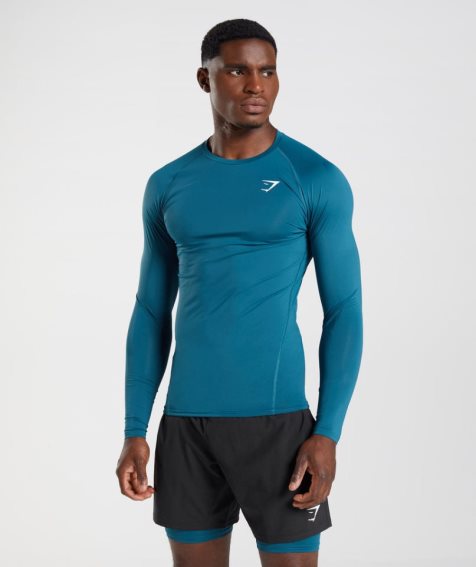 Camiseta Gymshark Element Baselayer Long Sleeve Top Hombre Azules | ES4612-KD