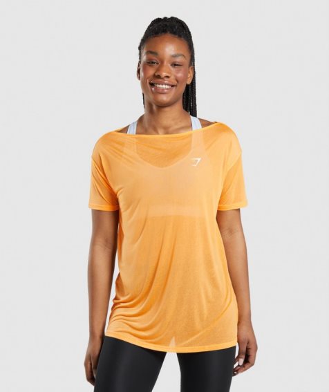 Camiseta Gymshark Entrenamiento Oversized Top Mujer Naranjas | ES1735-MX