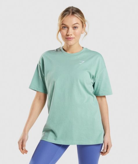 Camiseta Gymshark Entrenamiento Oversized Mujer Verde Claro | ES1786-PJ