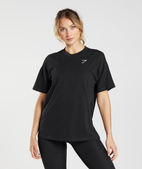 Camiseta Gymshark Entrenamiento Oversized Mujer Negras | ES2461-GE