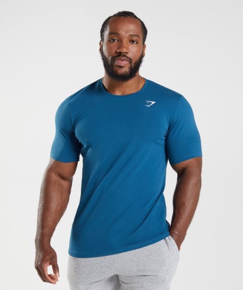 Camiseta Gymshark Essential Hombre Azules | ES0368-VO