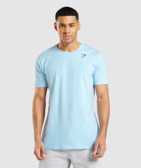 Camiseta Gymshark Essential Hombre Azules Claro | ES6302-XU