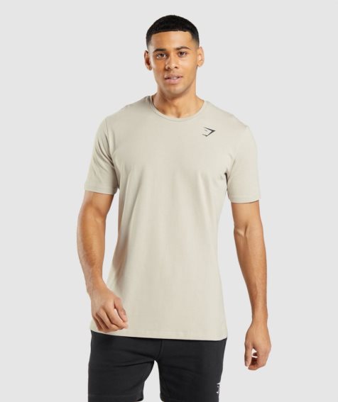 Camiseta Gymshark Essential Hombre Beige | ES4692-TH