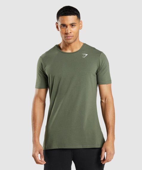 Camiseta Gymshark Essential Hombre Verde Oliva | ES5743-CR