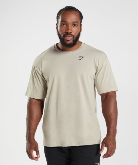 Camiseta Gymshark Essential Oversized Hombre Beige | ES0469-DO