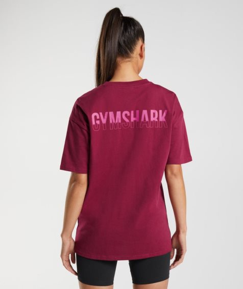 Camiseta Gymshark Fraction Oversized Mujer Fucsia | ES4073-GW