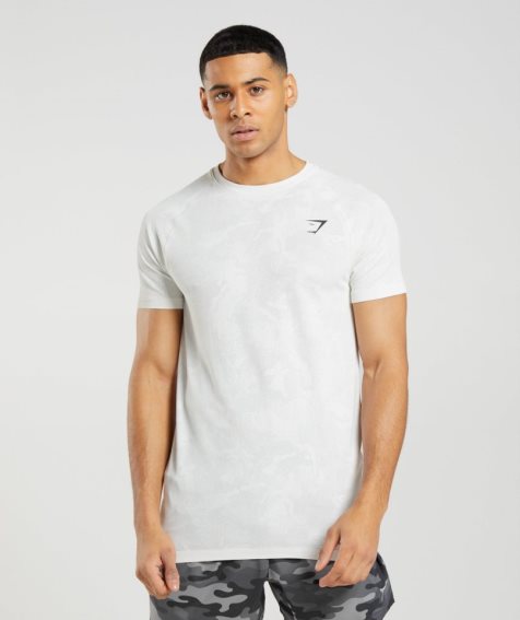 Camiseta Gymshark Geo Seamless Hombre Blancas | ES6809-DC