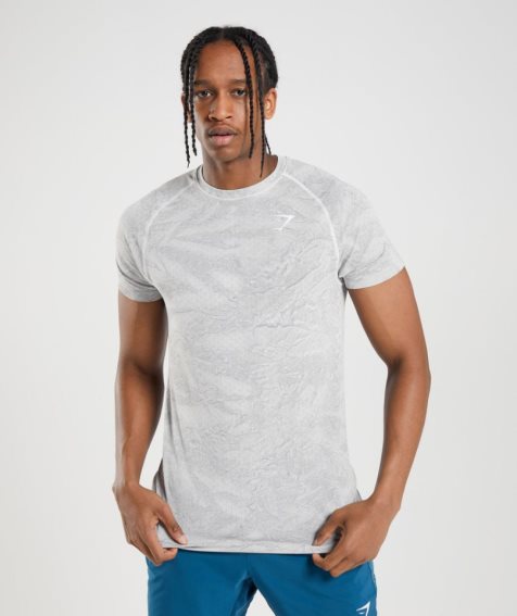 Camiseta Gymshark Geo Seamless Hombre Gris Claro | ES3241-KL