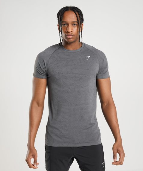 Camiseta Gymshark Geo Seamless Hombre Gris | ES4853-JS