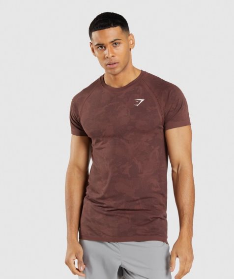 Camiseta Gymshark Geo Seamless Hombre Marrones | ES4682-HA