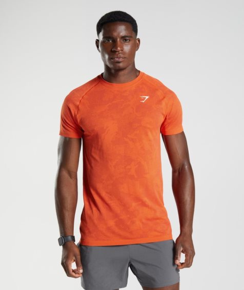 Camiseta Gymshark Geo Seamless Hombre Naranjas | ES0925-RU