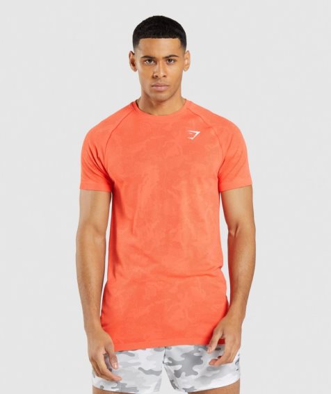 Camiseta Gymshark Geo Seamless Hombre Naranjas | ES1694-BK