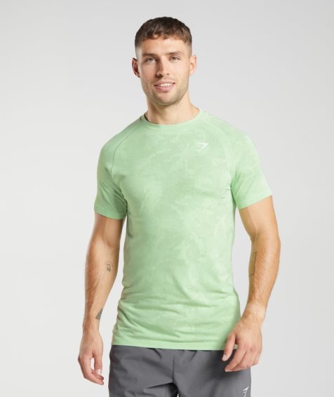 Camiseta Gymshark Geo Seamless Hombre Verde Claro | ES4796-DB