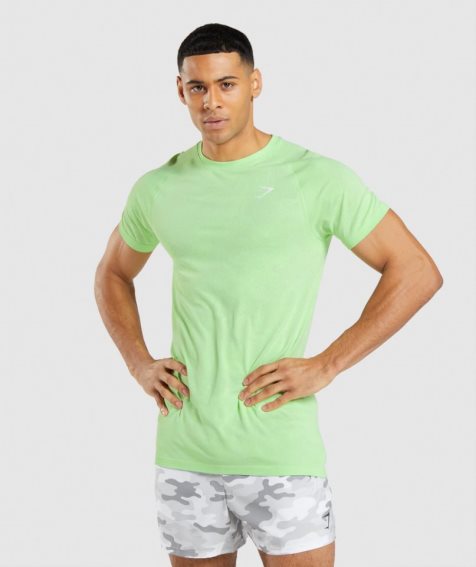 Camiseta Gymshark Geo Seamless Hombre Verde Claro | ES9017-IX