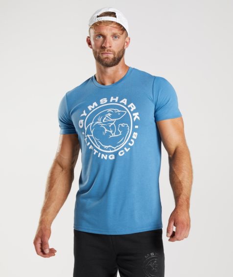 Camiseta Gymshark Legacy Hombre Azules | ES8203-WC