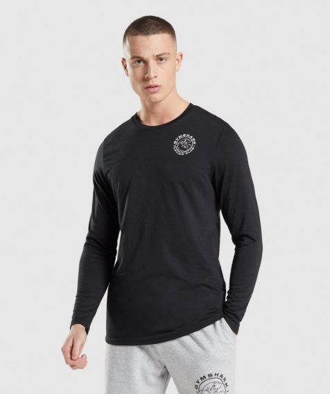 Camiseta Gymshark Legacy Long Sleeve Hombre Negras | ES3152-OT