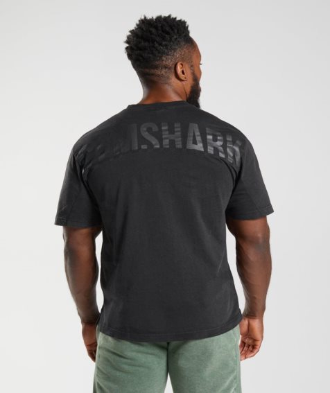 Camiseta Gymshark Power Washed Hombre Negras | ES5748-PQ