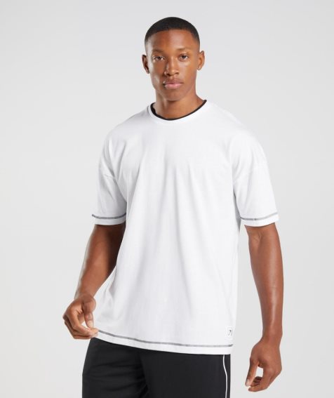 Camiseta Gymshark Recess Hombre Blancas | ES6127-YU